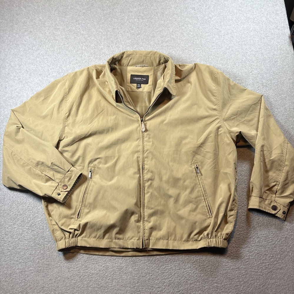 London Fog Men's 2XL Beige Full Zip Mesh Lined Jacket Windbreaker City Golf